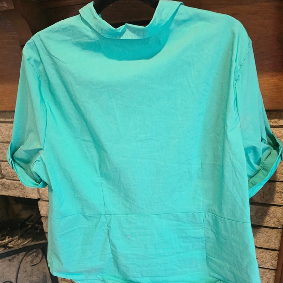 New York & Company Aqua Button Down Shirt - Picture 4 of 4